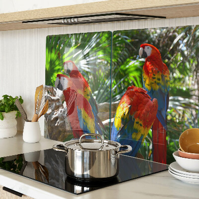 Planche à découper verre Perroquets dans un cadre tropical
