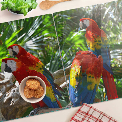 Planche à découper verre Perroquets dans un cadre tropical