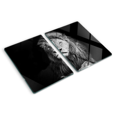 Planche à découper en verre Lion en noir et blanc