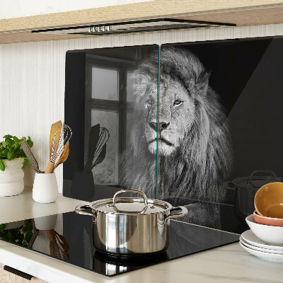 Planche à découper en verre Lion en noir et blanc