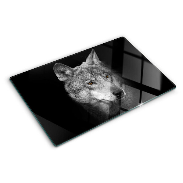 Planche à découper verre Loup en nuances de gris