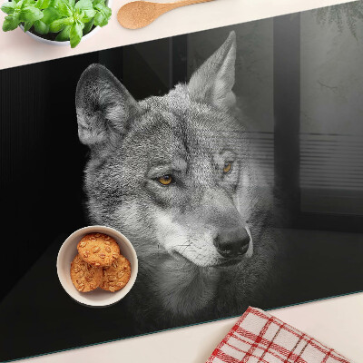 Planche à découper verre Loup en nuances de gris