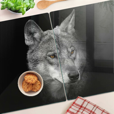 Planche à découper verre Loup en nuances de gris