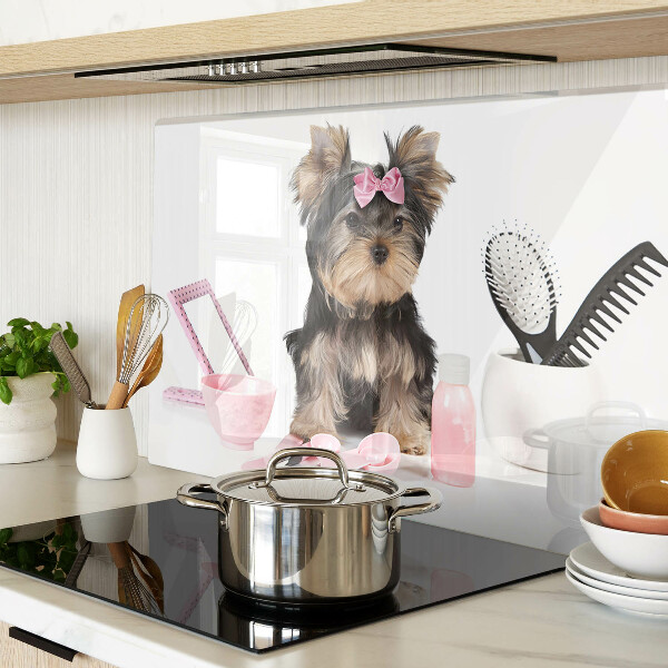 Planche à découper verre Yorkshire Terrier avec accessoires de toilettage