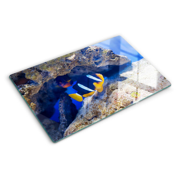 Planche à découper verre Poisson dans un récif corallien