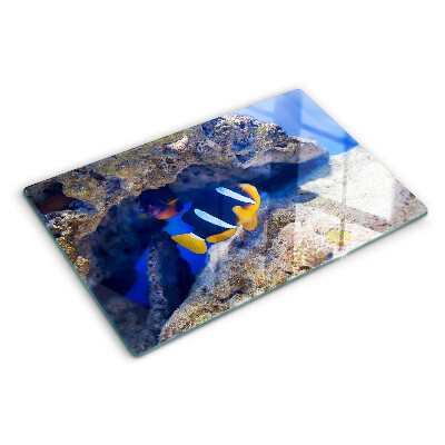Planche à découper verre Poisson dans un récif corallien