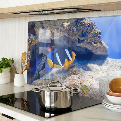 Planche à découper verre Poisson dans un récif corallien