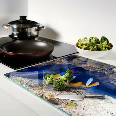 Planche à découper verre Poisson dans un récif corallien