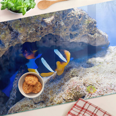 Planche à découper verre Poisson dans un récif corallien