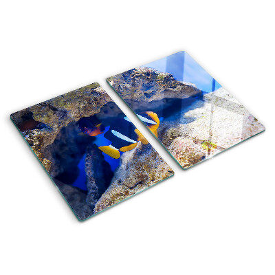 Planche à découper verre Poisson dans un récif corallien