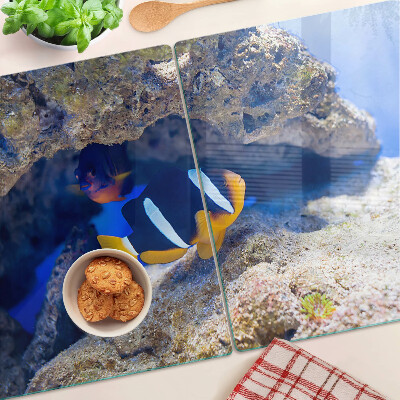 Planche à découper verre Poisson dans un récif corallien