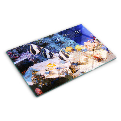 Planche à découper en verre Monde sous-marin avec des poissons