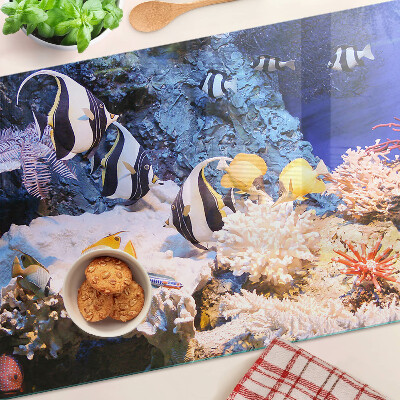 Planche à découper en verre Monde sous-marin avec des poissons