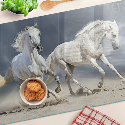 Planche à découper verre Chevaux blancs en fuite