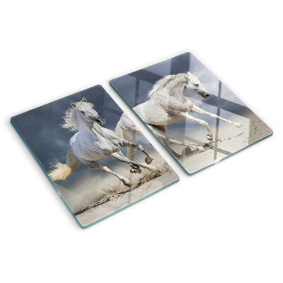 Planche à découper verre Chevaux blancs en fuite