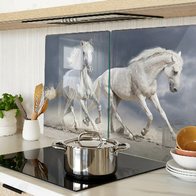 Planche à découper verre Chevaux blancs en fuite