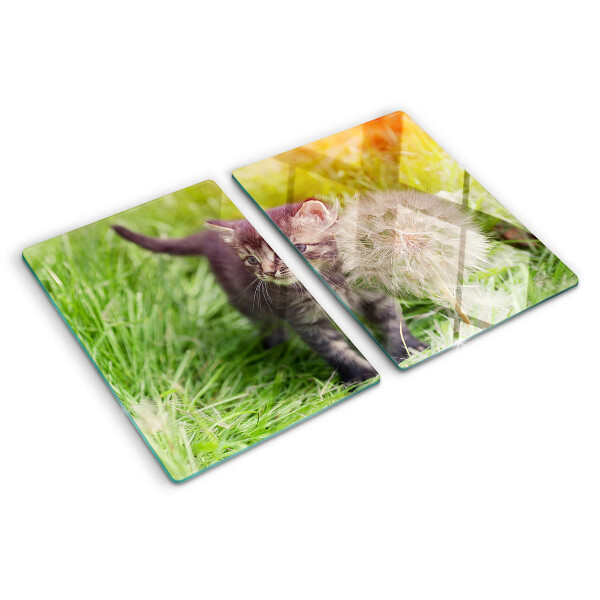 Planche à découper en verre Chat sur l'herbe