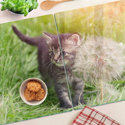 Planche à découper en verre Chat sur l'herbe