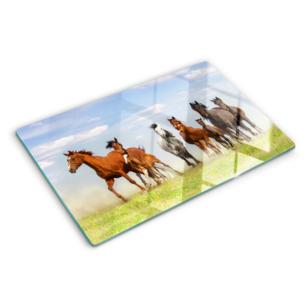 Planche à découper verre Chevaux au galop dans le pré