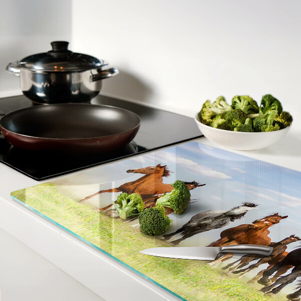 Planche à découper verre Chevaux au galop dans le pré