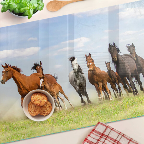 Planche à découper verre Chevaux au galop dans le pré