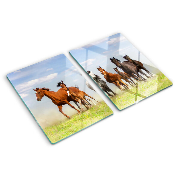 Planche à découper verre Chevaux au galop dans le pré