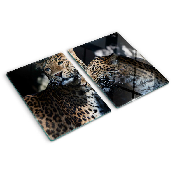 Planche à découper en verre Guépards sur fond sombre