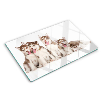 Planche à découper verre Chiots Husky