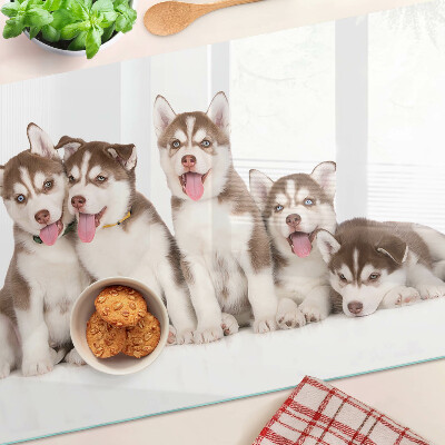 Planche à découper verre Chiots Husky