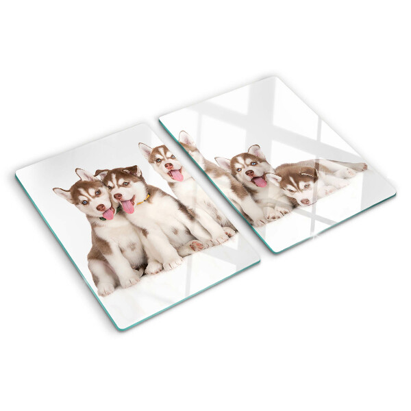 Planche à découper verre Chiots Husky