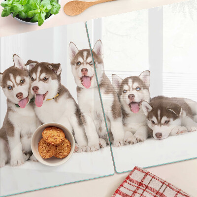 Planche à découper verre Chiots Husky