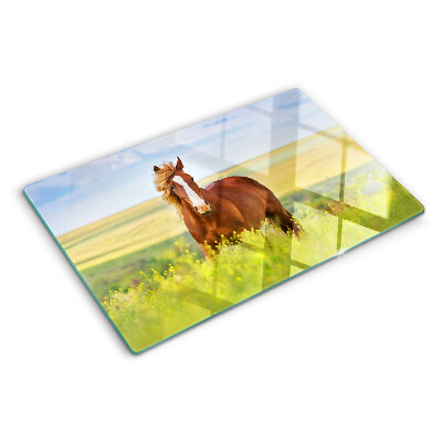 Planche à découper en verre Un cheval dans le pré