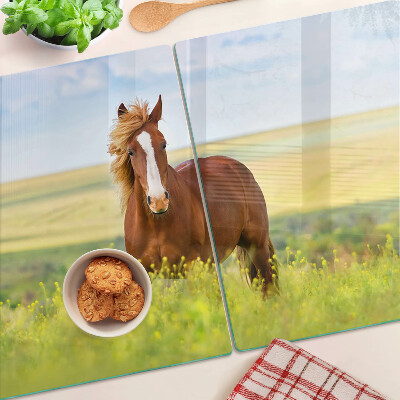 Planche à découper en verre Un cheval dans le pré
