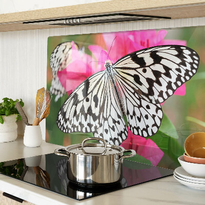 Planche à découper en verre Papillon sur des fleurs