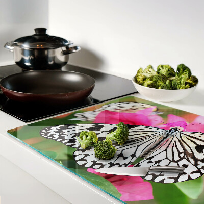 Planche à découper en verre Papillon sur des fleurs