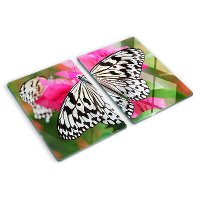 Planche à découper en verre Papillon sur des fleurs