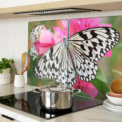 Planche à découper en verre Papillon sur des fleurs
