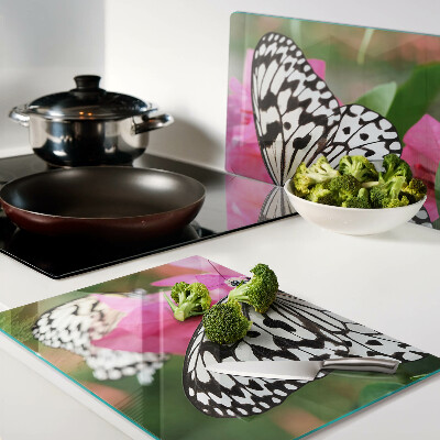 Planche à découper en verre Papillon sur des fleurs