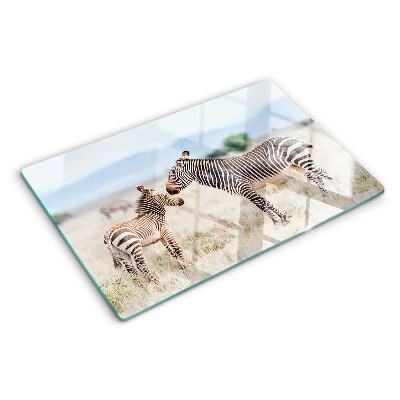 Planche à découper verre Zèbres dans le pré