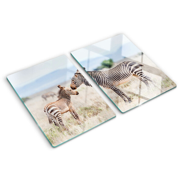 Planche à découper verre Zèbres dans le pré