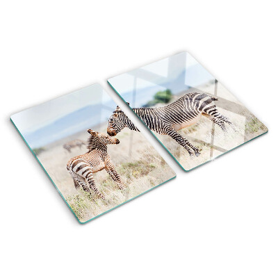 Planche à découper verre Zèbres dans le pré
