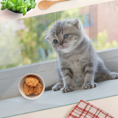 Planche à découper en verre Un chaton sur le rebord de la fenêtre