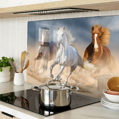 Planche à découper verre Trois chevaux au galop