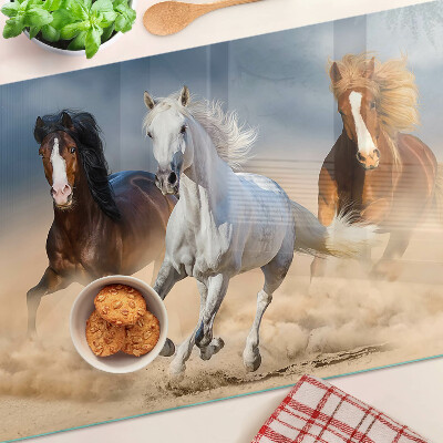 Planche à découper verre Trois chevaux au galop
