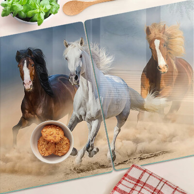 Planche à découper verre Trois chevaux au galop