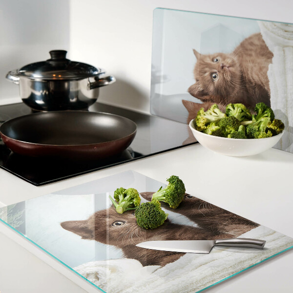 Planche à découper en verre Trois chats bruns