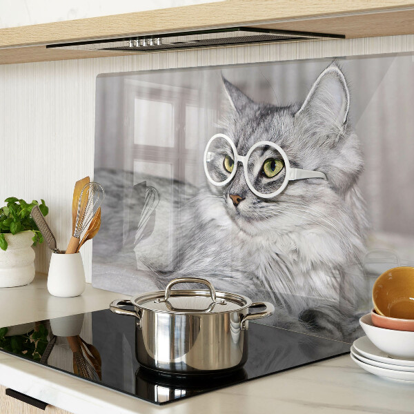 Planche à découper verre Chat à lunettes