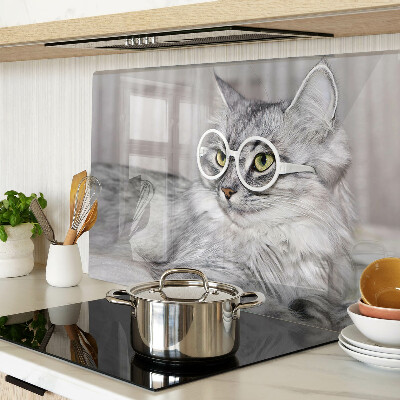 Planche à découper verre Chat à lunettes