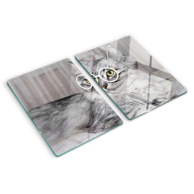 Planche à découper verre Chat à lunettes
