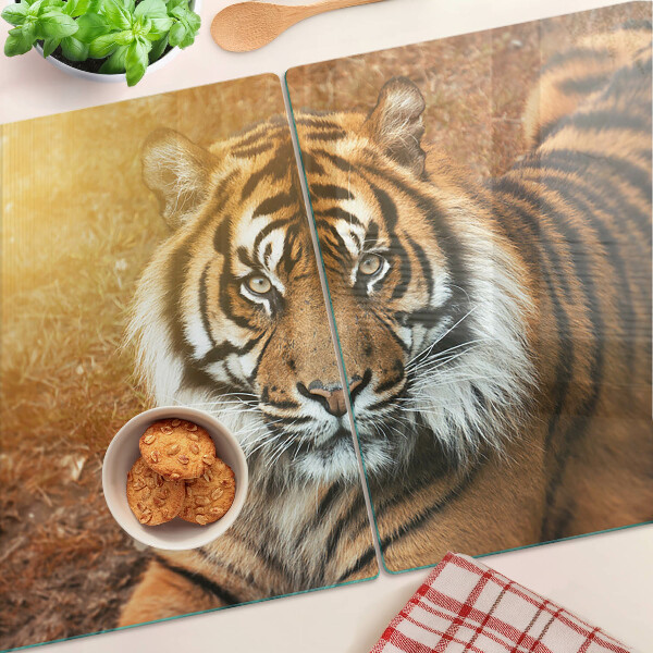 Planche à découper en verre Tigre sous les rayons du soleil